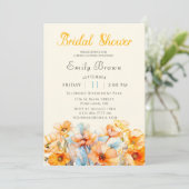 Invitation Aquarelle Orange Poppy Bloom douche nuptiale (Debout devant)
