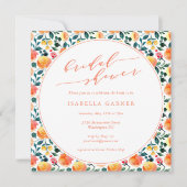 Invitation Aquarelle orange rustique Fête des mariées florale (Devant)