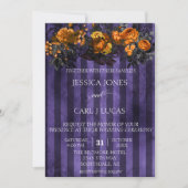 Invitation Aquarelle orange violet noir Halloween floral (Devant)