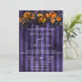 Invitation Aquarelle orange violet noir Halloween floral (Debout devant)