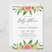 Invitation Aquarelle Oranges et Baby shower de pamplemousse (Devant)
