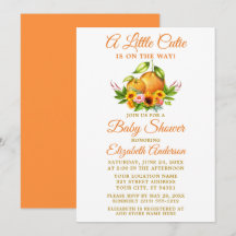 Aquarelle Oranges Floral Little Cutie Baby shower