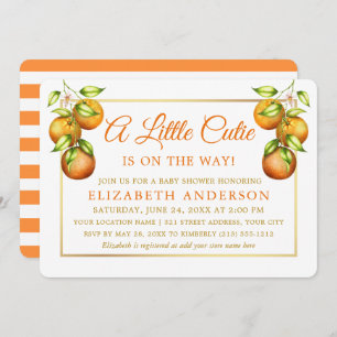 Invitation Aquarelle Oranges Little Cutie Gold Douche