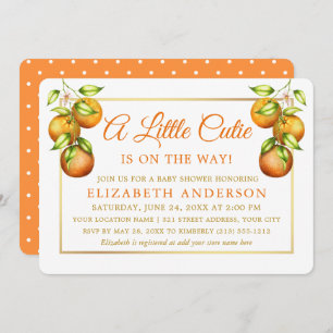 Invitation Aquarelle Oranges Petite Cutie Dots de douche Or
