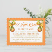 Invitation Aquarelle Oranges Un petit Baby shower Cutie Or (Debout devant)