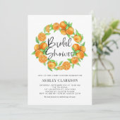 Invitation Aquarelle Oranges Wreath Fête des mariées d'été (Debout devant)