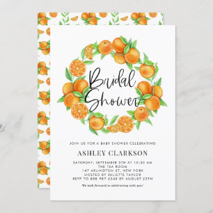 Invitation Aquarelle Oranges Wreath Fête des mariées d'été