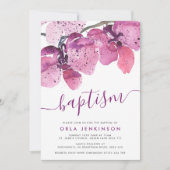 Invitation Aquarelle Orchidées Baptême pourpre (Devant)