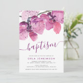 Invitation Aquarelle Orchidées Baptême pourpre (Debout devant)