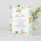 Invitation Aquarelle Orchidées et Baby shower d'été Kumquats (Debout devant)