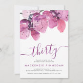 Invitation Aquarelle Orchidées pourpre Trentième anniversaire (Devant)