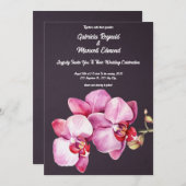 Invitation Aquarelle Orchidées romantiques Mariage floral (Devant / Derrière)