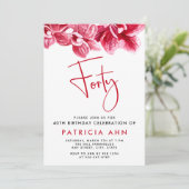 Invitation Aquarelle Orchidées rose pâle 40e anniversaire (Debout devant)