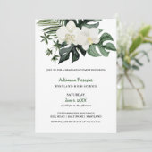 Invitation Aquarelle Orchidées Tropical Monstera Graduation (Debout devant)
