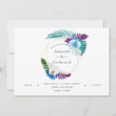 Invitation Aquarelle Orchidées tropicales Mariage géométrique (Devant)