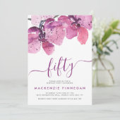 Invitation Aquarelle Orchidées violet Cinquantième anniversai (Debout devant)