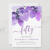 Invitation Aquarelle Orchidées Violet Cinquantième anniversai (Devant)