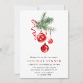 Invitation Aquarelle ornement NOËL DÎNER DE VACANCES (Devant)