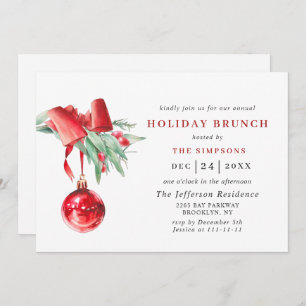 Invitation Aquarelle Ornement NOËL VACANCES BRUNCH