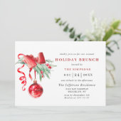 Invitation Aquarelle Ornement NOËL VACANCES BRUNCH (Debout devant)