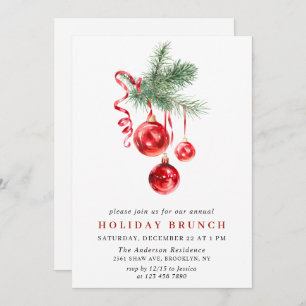 Invitation Aquarelle Ornement NOËL VACANCES BRUNCH