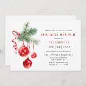 Invitation Aquarelle Ornement NOËL VACANCES BRUNCH (Devant / Derrière)