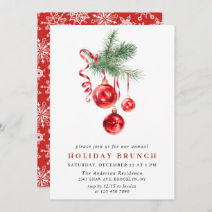 Invitation Aquarelle Ornement NOËL VACANCES BRUNCH