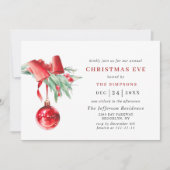 Invitation Aquarelle Ornement Vacances NOËL EVE (Devant)