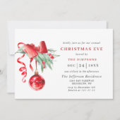 Invitation Aquarelle Ornement Vacances NOËL EVE (Devant)