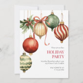 Invitation Aquarelle Ornements Fête de Noël (Devant)