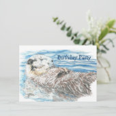 Invitation Aquarelle Otter Animal ANNIVERSAIRE Fun PARTY Invi (Debout devant)