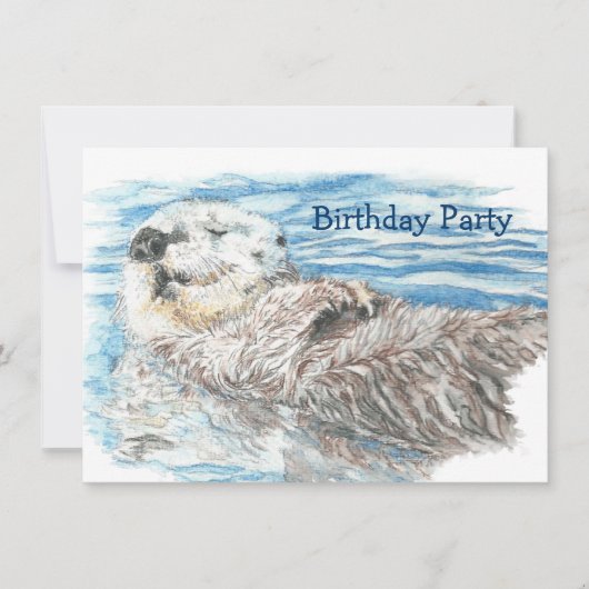 Invitation Aquarelle Otter Animal ANNIVERSAIRE Fun PARTY Invi (Devant)