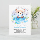 Invitation Aquarelle Otter Blue Floral Boy Baby shower (Debout devant)