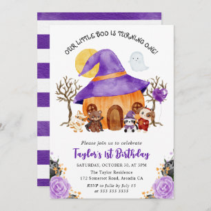 Invitation Aquarelle ou traitement Halloween 1er anniversaire