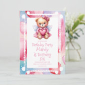 Invitation Aquarelle Ours Coeur Motif fête d'anniversaire (Debout devant)