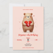 Invitation Aquarelle Ours Coeur rouge xoxo Saint Valentin Ann (Devant)