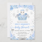 Invitation Aquarelle Ours polaire Baby shower Floral (Devant)