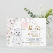Invitation Aquarelle Ours polaire Baby shower neutre pour le  (Debout devant)
