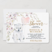 Invitation Aquarelle Ours polaire Baby shower neutre pour le  (Devant)