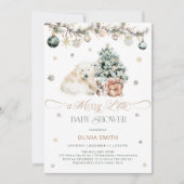 Invitation Aquarelle Ours Polaire Un joyeux petit Baby shower (Devant)
