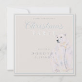 Invitation Aquarelle Ours Polaire Vintage Noël (Devant)