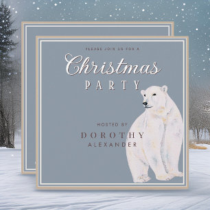 Invitation Aquarelle Ours Polaire Vintage Noël