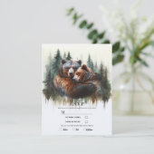 Invitation Aquarelle Ours rustique Wilderness RSVP (Debout devant)