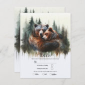 Invitation Aquarelle Ours rustique Wilderness RSVP (Devant / Derrière)