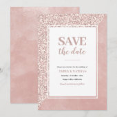 Invitation aquarelle pailletée rose pour réserver  (Devant / Derrière)