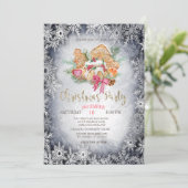 Invitation Aquarelle pain d'épices Étoiles Noël (Debout devant)