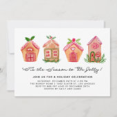 Invitation Aquarelle pain d'épices Maisons Fête (Devant)