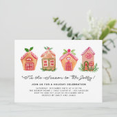 Invitation Aquarelle pain d'épices Maisons Fête (Debout devant)