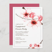 Invitation Aquarelle Painted Cherry Blossom Engagement (Devant / Derrière)