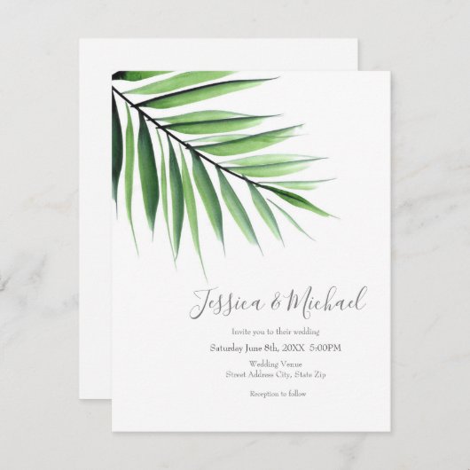 Invitation Aquarelle Palm (Devant / Derrière)